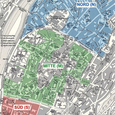 Lageplan der Bewohnerparkzonen Trier