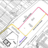 Lageplan des Gewerbegebiets ParQ54 mit Straßenbenennung